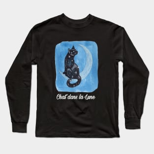 Cat on the Moon French Long Sleeve T-Shirt